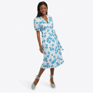 Draper James Miranda Floral Wrap Midi Dress 100% Linen